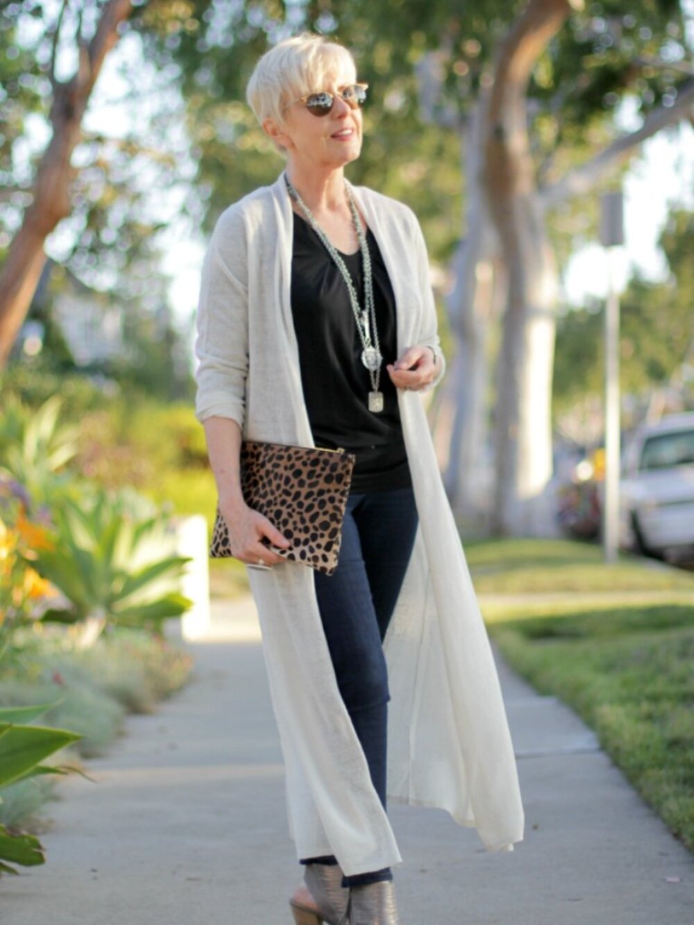 Eileen Fisher Long White Light Organic Linen Cardigan